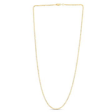 14K Yellow Gold 2mm Moon 18 Chain Necklace with Lobster Clasp